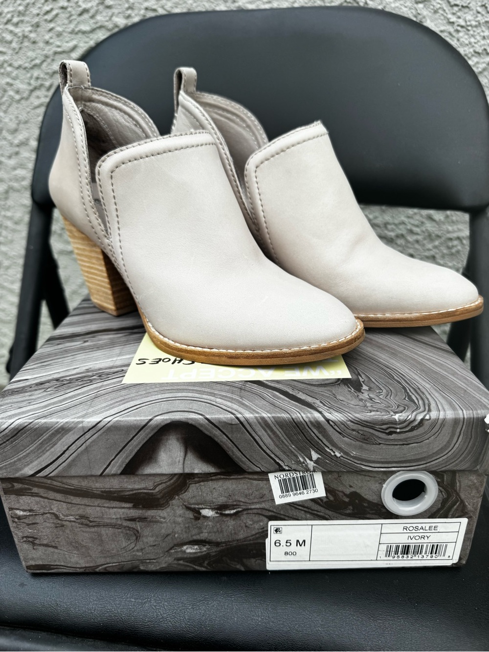 Jeffrey Campbell Rosalee Ivory Leather Ankle Booties